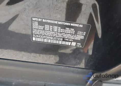 2024 BMW X3 Sdrive30I из США, поврежденный, VIN 5UX43DP09R9U57208